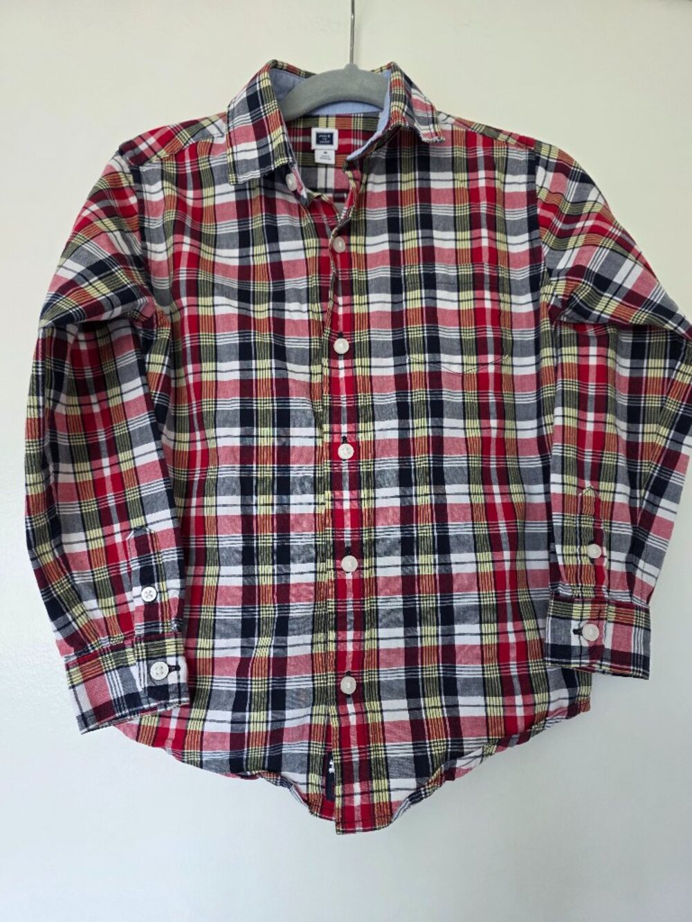 Janie and Jack Boy's Size 5 Button Up Shirt Long Sleeves Plaid 100% Cotton